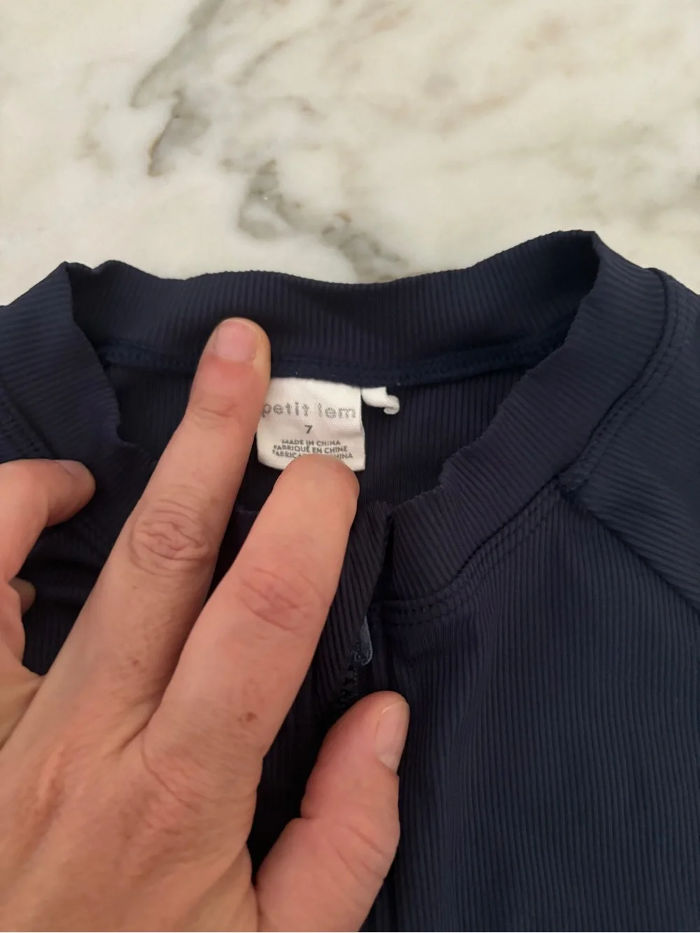 Petit Lem Ribbed Navy Full Zip Rashguard 7 years